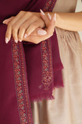 Kashmir Loom Sozni Edge Bail Hand Embroidered Pashmina Shawl Cabernet