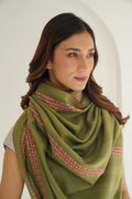 Kashmir Loom Sozni Flower Bail Khatrast Hand Embroidered Pashmina Shawl Moss Botanic