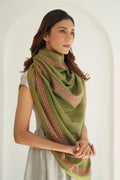Kashmir Loom Sozni Flower Bail Khatrast Hand Embroidered Pashmina Shawl Moss Botanic