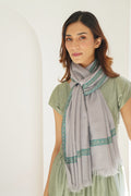 Kashmir Loom Sozni Golband Hashiya Hand Embroidered Pashmina Stole Cool Grey
