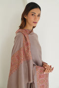 Kashmir Loom Sozni Kalandor Hand Embroidered Oversize Pashmina Shawl Silver Grey
