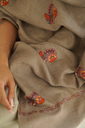 Kashmir Loom Sozni Sumaya Butidar Hand Embroidered Pashmina Shawl Natural