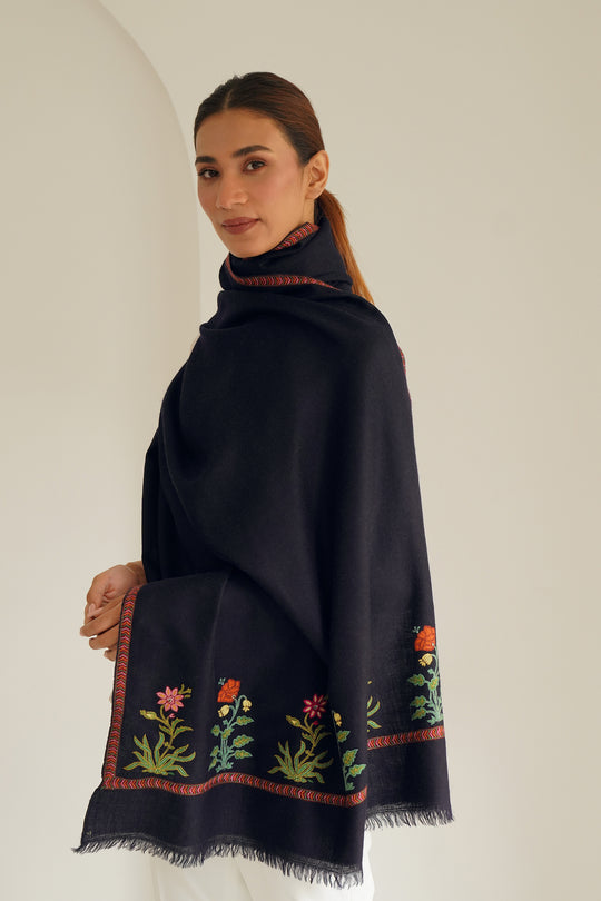 Sozni Golchin Palledar Hand Embroidered Pashmina Stole Pencil