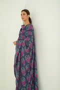 Kashmir Loom Kani Ghulabdar Hand Woven Pashmina Shawl Indigo Pink