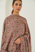 Sozni Neem Jamawar Hand Embroidered Pashmina Shawl Natural