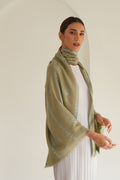 Sozni Samina Khatrast Butidar Hand Embroidered Pashmina Stole Mint