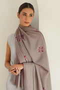 Kashmir Loom Sozni Bail Buta Hand Embroidered Pashmina Shawl Natural