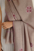 Kashmir Loom Sozni Bail Buta Hand Embroidered Pashmina Shawl Natural