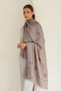 Kashmir Loom Sozni Bail Buta Hand Embroidered Pashmina Shawl Natural
