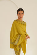 Kashmir Loom Sozni Machi Buti Dordar Hand Embroidered Pashmina Shawl Matcha