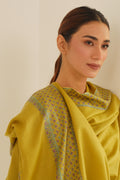 Kashmir Loom Sozni Machi Buti Dordar Hand Embroidered Pashmina Shawl Matcha