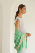 Kashmir Loom Sozni Rida Jaali Baildar Hand Embroidered Pashmina Stole Marine