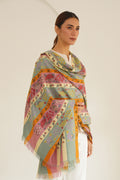Kani Florid Khatrast Hand Woven Pashmina Large Shawl Pale Blue Pink