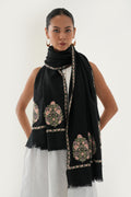 Kashmir Loom Sozni Naima Palledar Buta Hand Embroidered Pashmina Shawl Black
