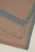 Kashmir Loom Sozni Borderdar Hand Embroidered Pashmina Stole Natural