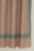 Kashmir Loom Sozni Borderdar Hand Embroidered Pashmina Stole Natural