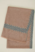 Kashmir Loom Sozni Borderdar Hand Embroidered Pashmina Stole Natural