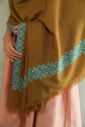 Kashmir Loom Sozni Navid Borderdar Hand Embroidered Pashmina Shawl Herb