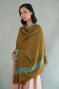 Kashmir Loom Sozni Navid Borderdar Hand Embroidered Pashmina Shawl Herb