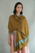 Kashmir Loom Sozni Navid Borderdar Hand Embroidered Pashmina Shawl Herb