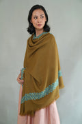 Kashmir Loom Sozni Navid Borderdar Hand Embroidered Pashmina Shawl Herb
