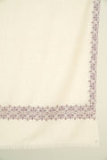 Kashmir Loom Sozni Navid Borderdar Hand Embroidered Pashmina Shawl Ivory