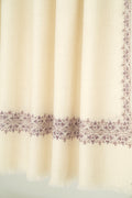 Kashmir Loom Sozni Navid Borderdar Hand Embroidered Pashmina Shawl Ivory