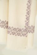 Kashmir Loom Sozni Navid Borderdar Hand Embroidered Pashmina Shawl Ivory