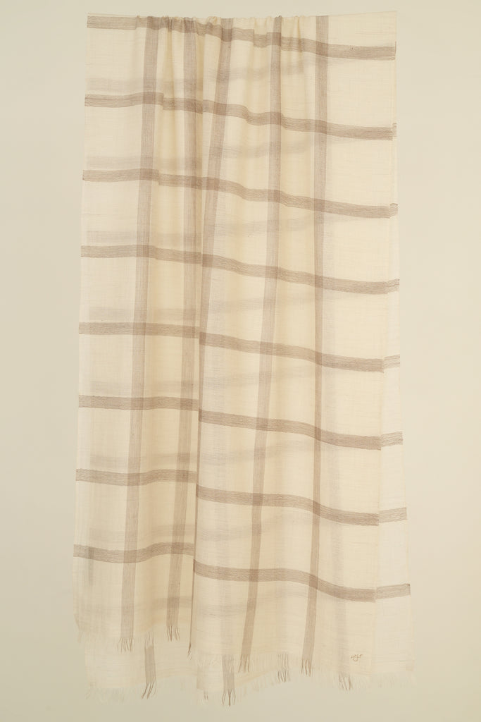 Handwoven Cashmere Checks Stole | Kashmir Loom