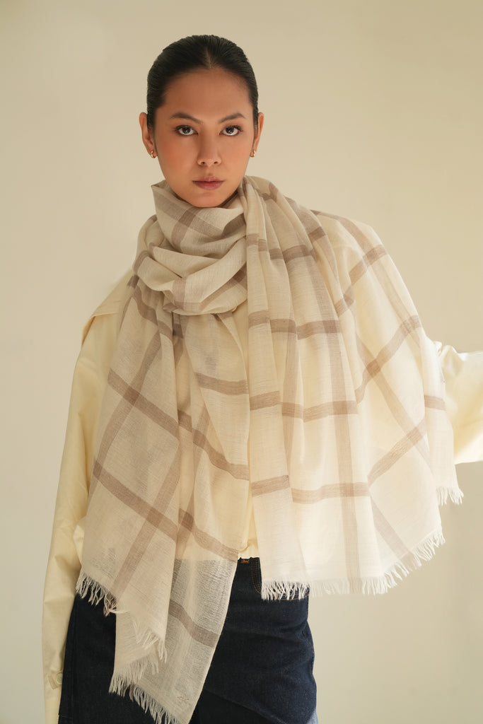 【専用】ALONPI CASHMERE SMALL CHECK STOLE Handwoven Cashmere Checks Stole | Kashmir Loom