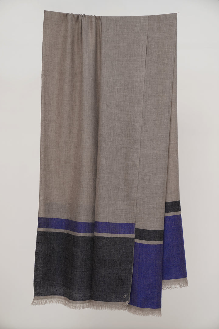 Kashmir Loom | Outlook Black Cobalt Shawl