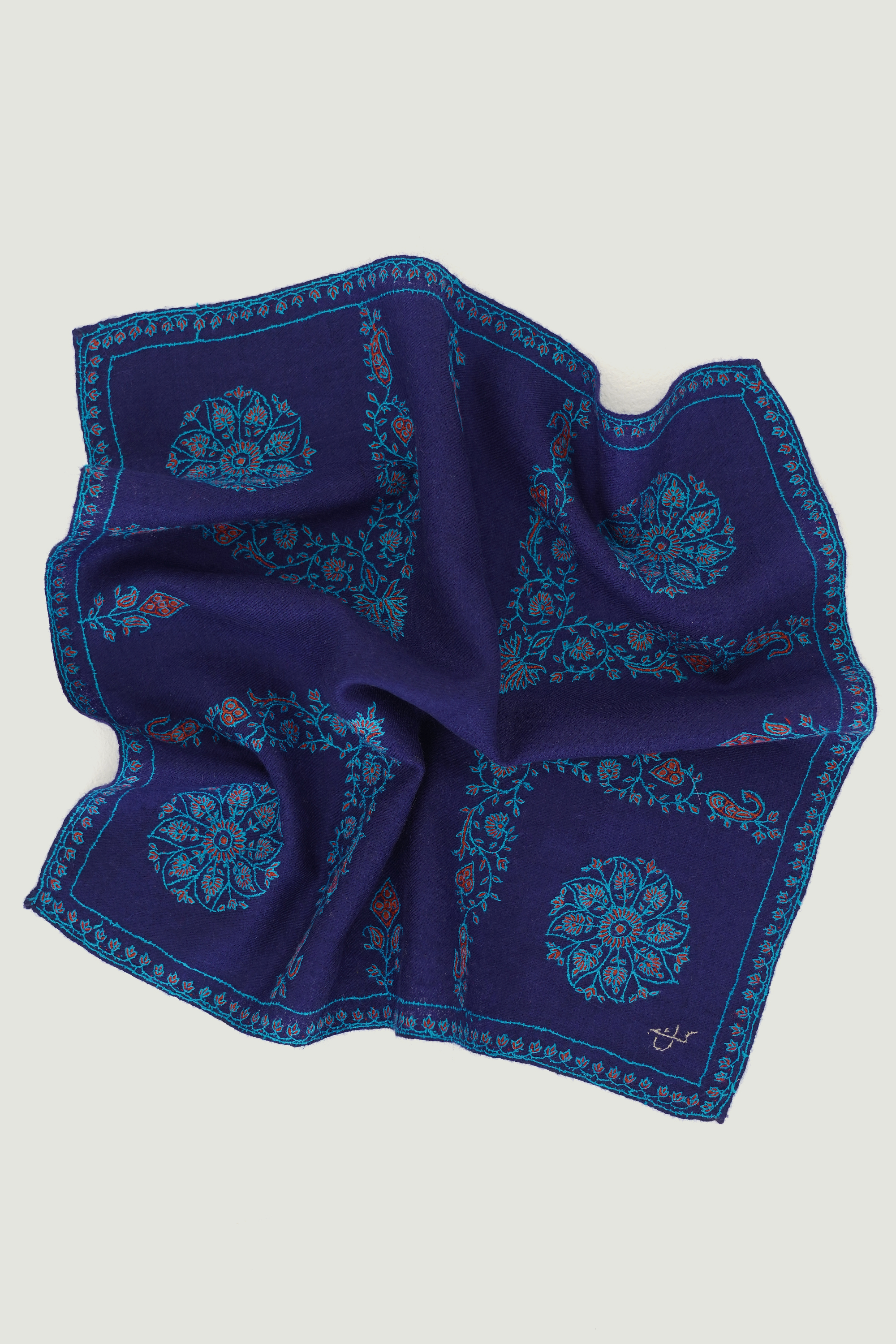 Charbagh Hand Embroidered Cashmere Pocket Square