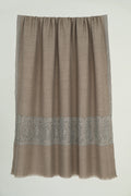 Kashmir Loom Sozni Paisley Palledar Hand Embroidered Pashmina Shawl Natural Ivory Black
