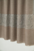 Kashmir Loom Sozni Paisley Palledar Hand Embroidered Pashmina Shawl Natural Ivory Black