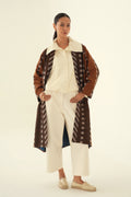 Kashmir Loom Nomad Cashmere Coat Tan Black