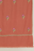 Kashmir Loom Heera Bail Buti Hand Embroidered Pashmina Stole Coral Peach