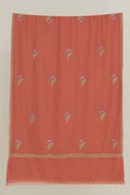 Kashmir Loom Heera Bail Buti Hand Embroidered Pashmina Stole Coral Peach