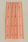 Sozni Samina Khatrast Butidar Hand Embroidered Pashmina Stole Salmon | Kashmir Loom