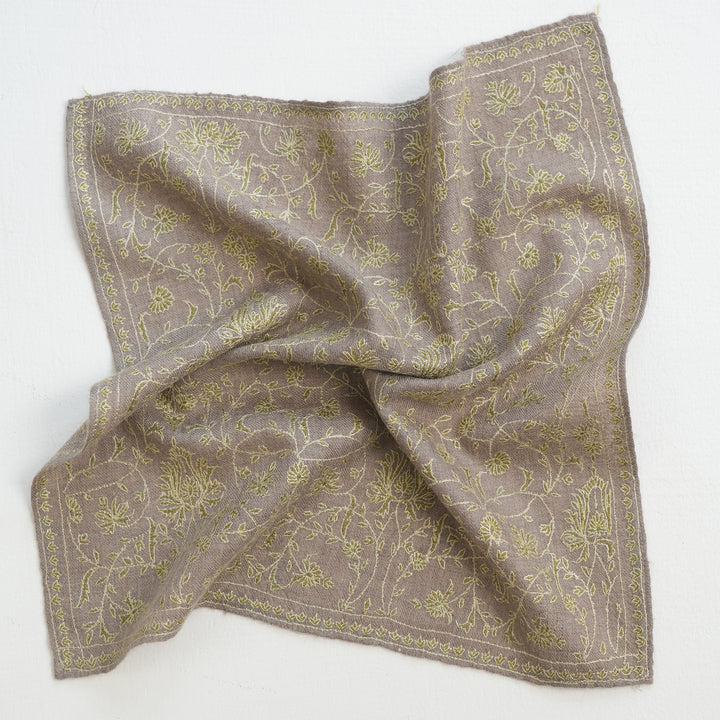 Jaaldar Hand Embroidered Mens Cashmere Pocket Square