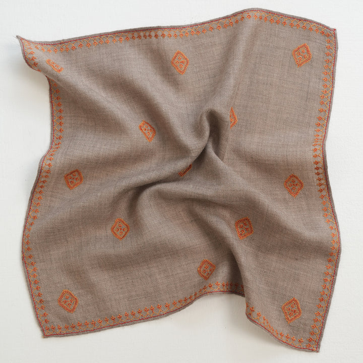 Barfi Buti Hand Embroidered Mens Cashmere Pocket Square