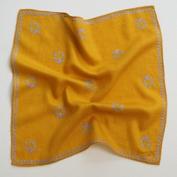 Flower Buti Hand Embroidered Mens Cashmere Pocket Square