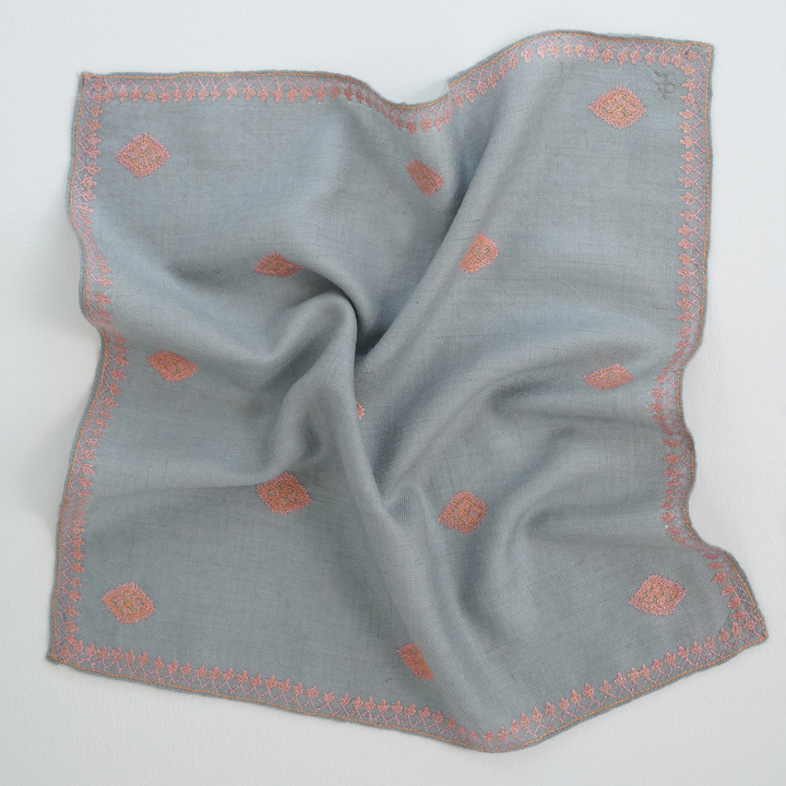 Barfi Buti Hand Embroidered Mens Cashmere Pocket Square
