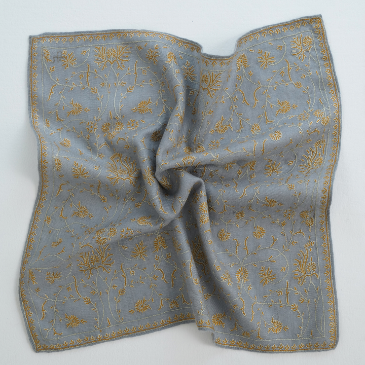 Jaaldar Hand Embroidered Mens Cashmere Pocket Square | Kashmir Loom