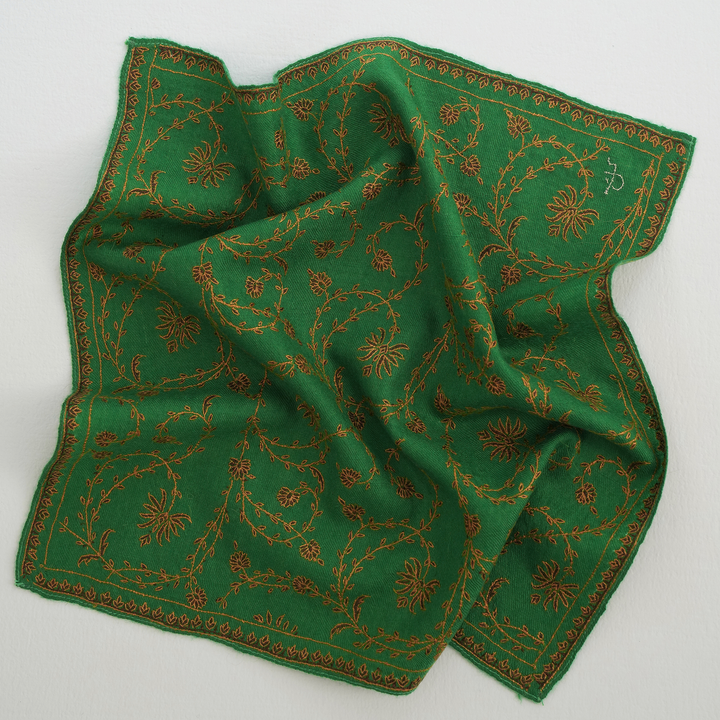 Jaaldar Hand Embroidered Mens Cashmere Pocket Square | Kashmir Loom