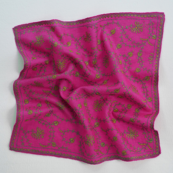 Jaaldar Hand Embroidered Mens Cashmere Pocket Square | Kashmir Loom