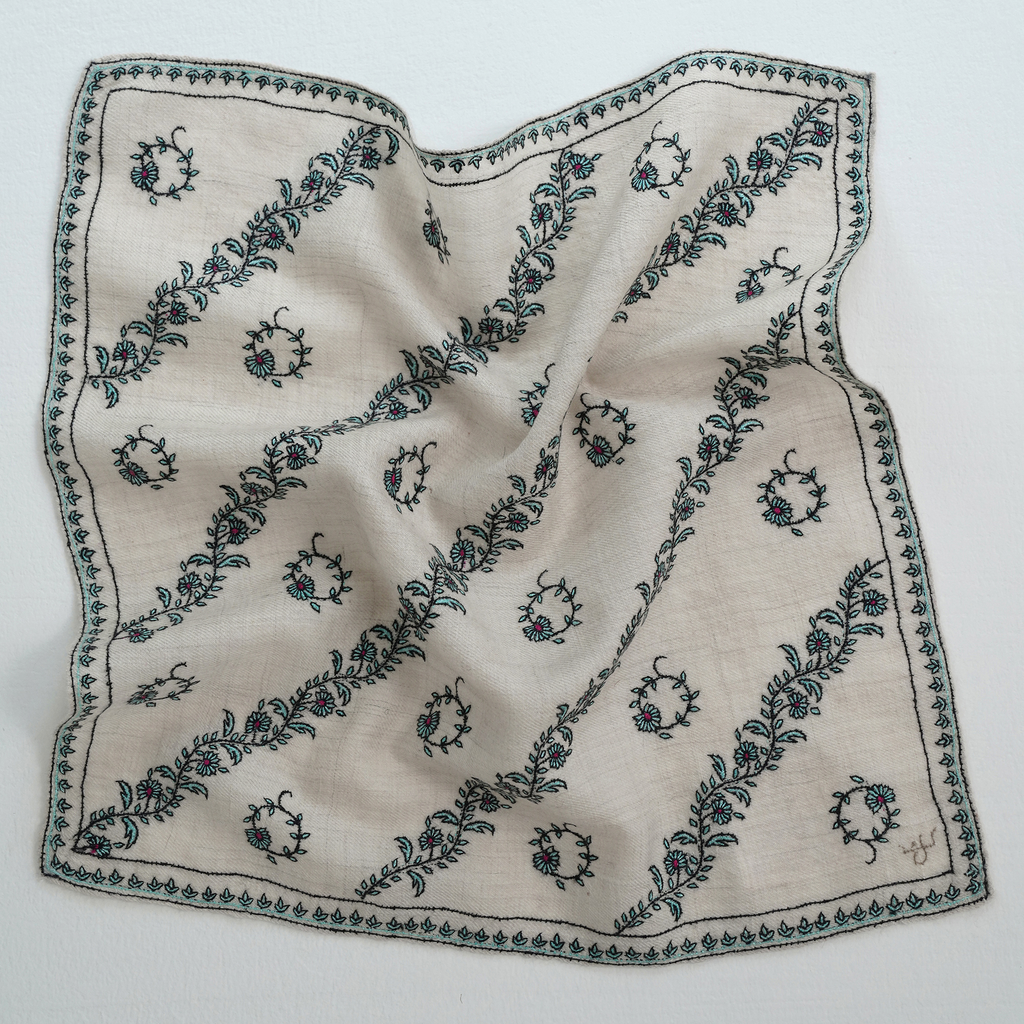 Hand Embroidered Pashmina Pocket Square | Kashmir Loom