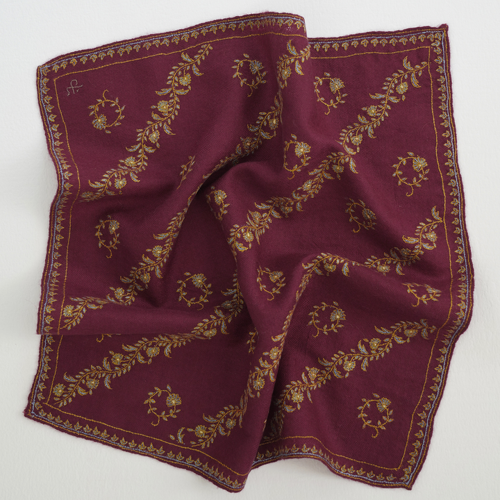 Khatrast Hand Embroidered Mens Cashmere Pocket Square