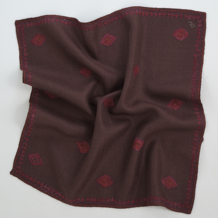 Barfi Buti Hand Embroidered Mens Cashmere Pocket Square