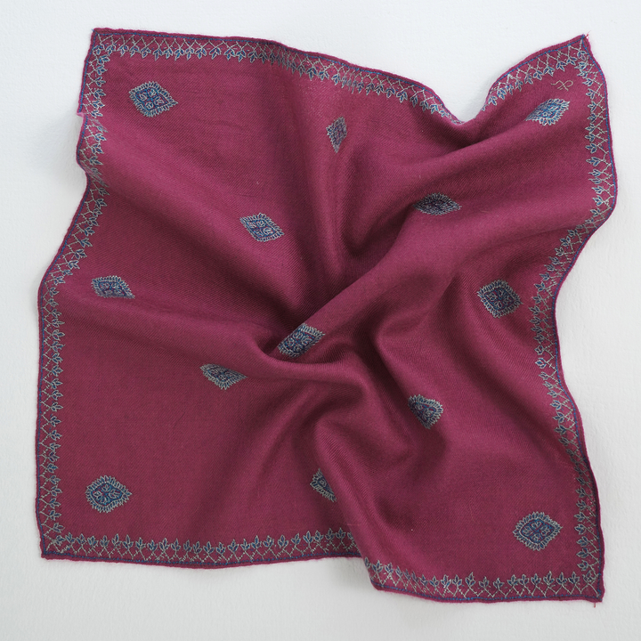 Barfi Buti Hand Embroidered Mens Cashmere Pocket Square
