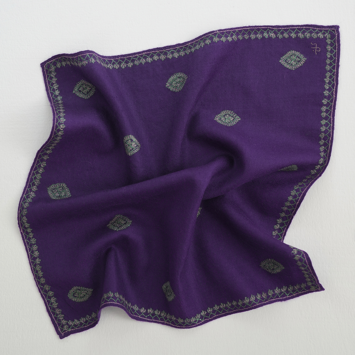Barfi Buti Hand Embroidered Mens Cashmere Pocket Square